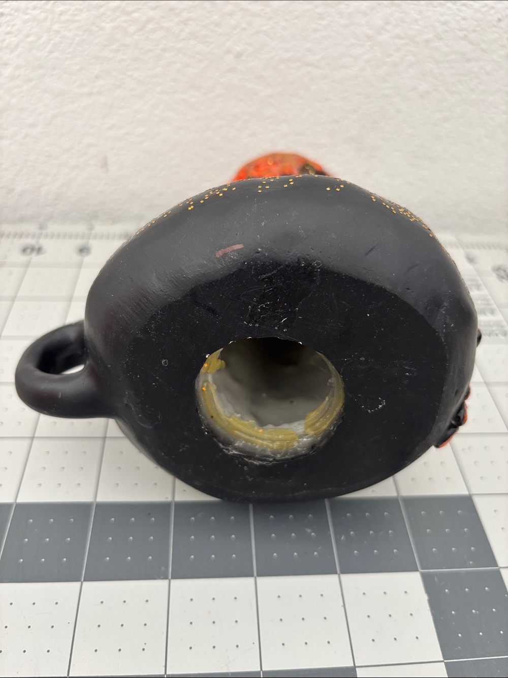 Halloween Decor Black and Orange Glitter Drip Candle Holder - Picture 5 of 6